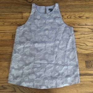 Fenn Wright Manson Studio Sleeveless Tank Blouse Top Gray Metallic Floral Small